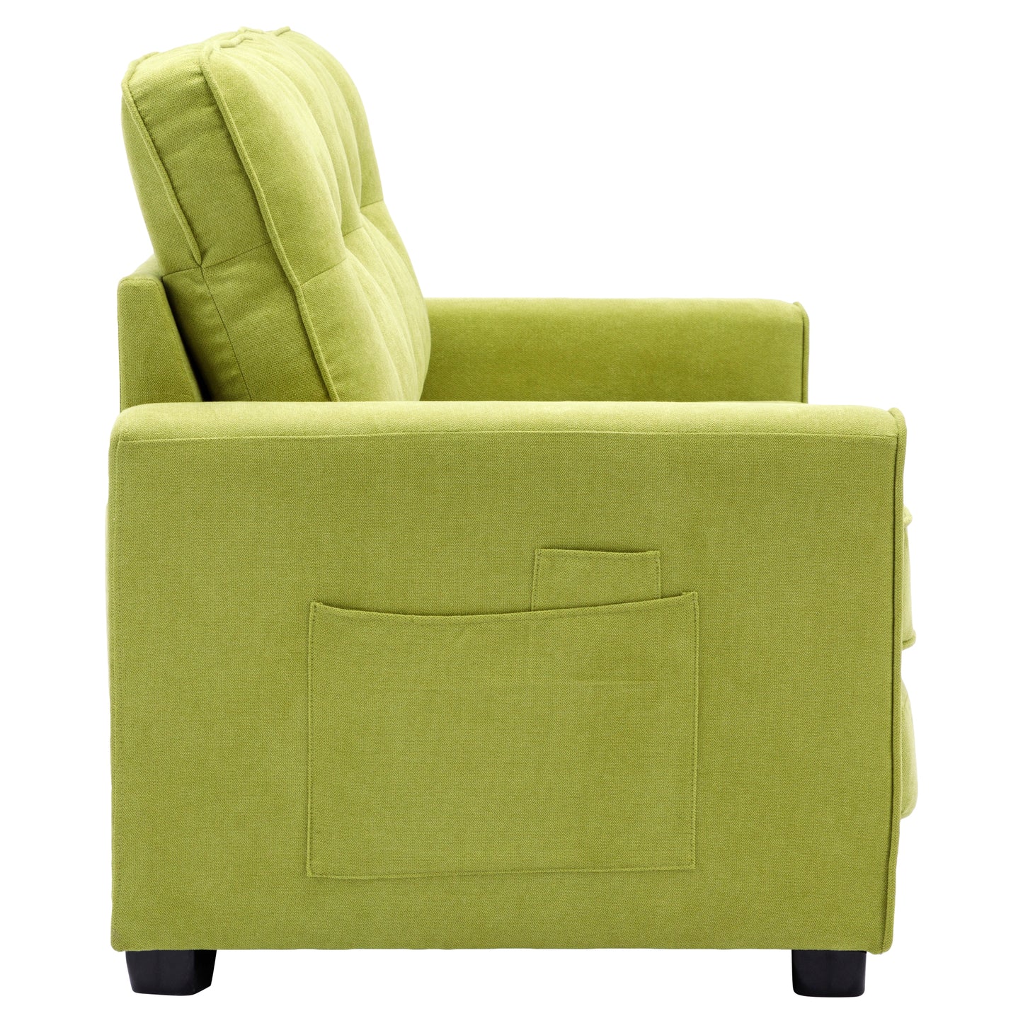 Loveseat Sofa with Pull-Out Bed, Green Chenille Upholstery