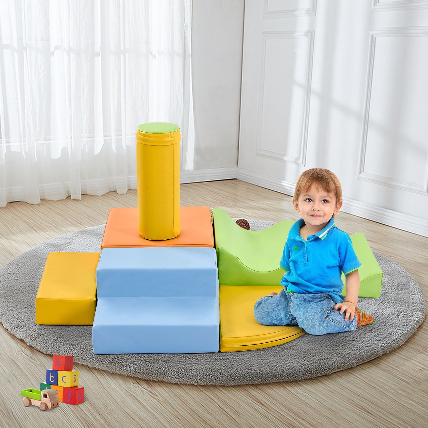 Soft Climb and Crawl Foam Playset 6 in 1, Soft Play Equipment Climb and Crawl Playground for Kids,Kids Crawling and Climbing Indoor Active Play Structure