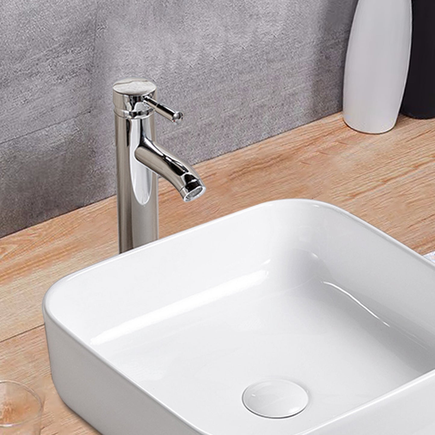 Vessel  Bathroom Sink Basin in White Ceramic