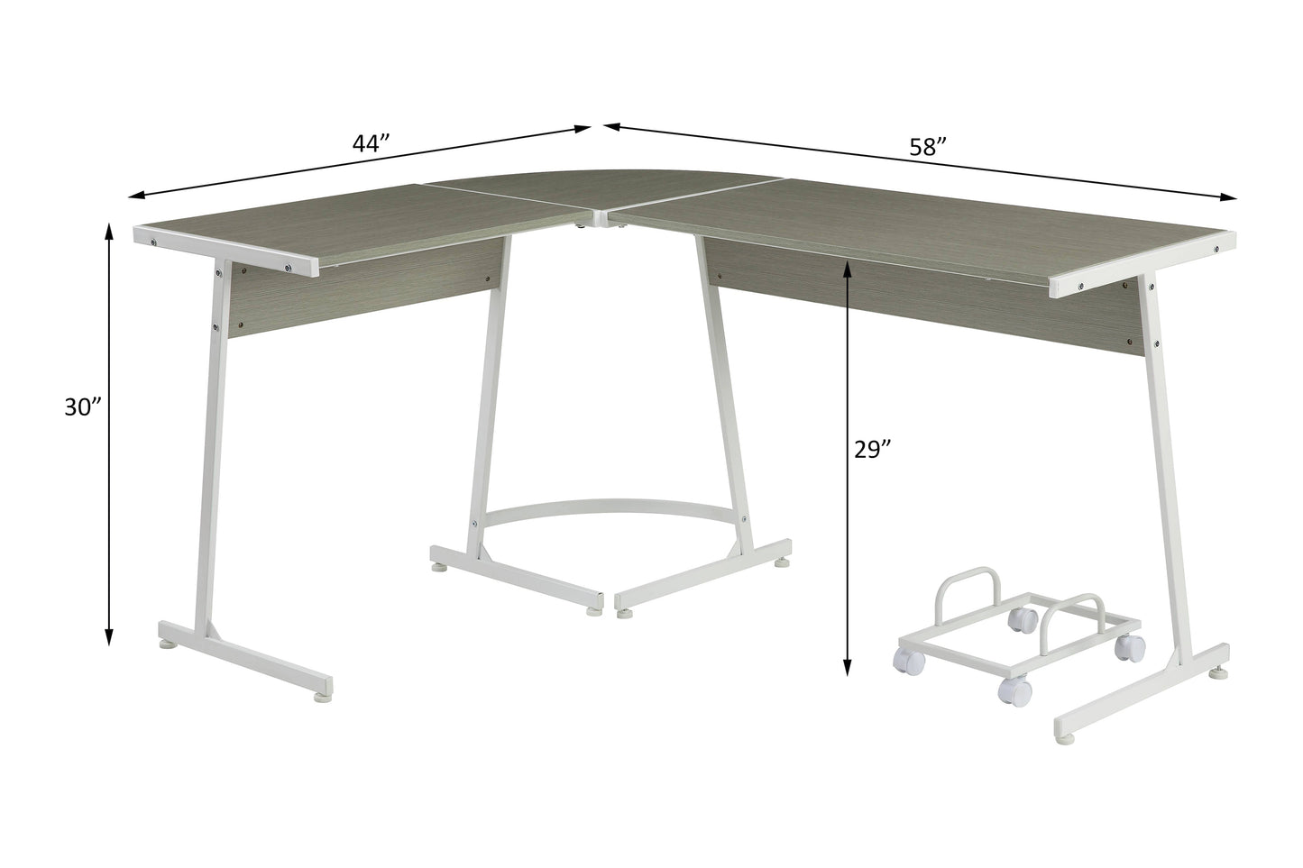 Dazenus Modern Gray and White Workstation - Sturdy Oak Desk - OF00045