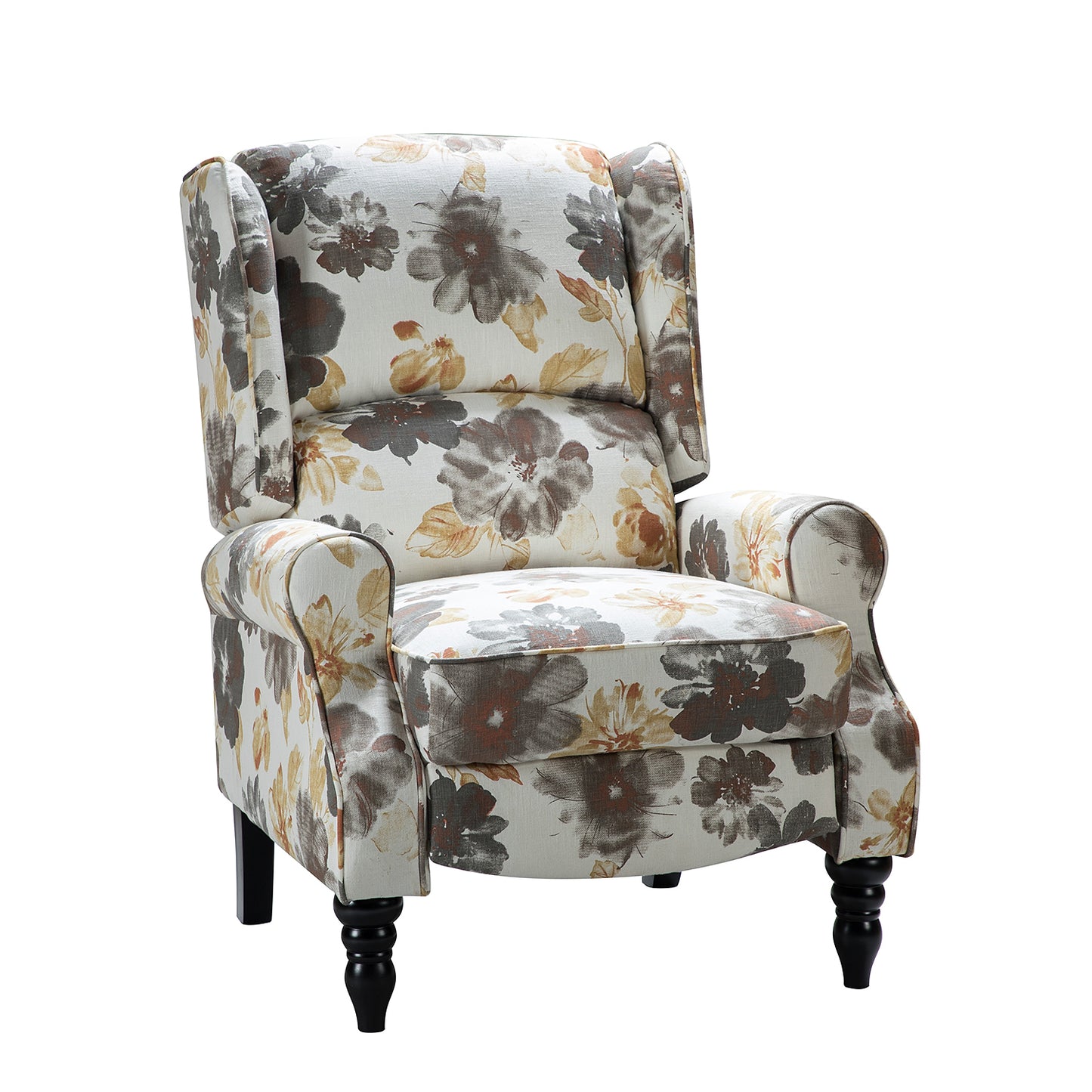 Nakura Blossom Manual Recliner in Gray with Flower Pattern