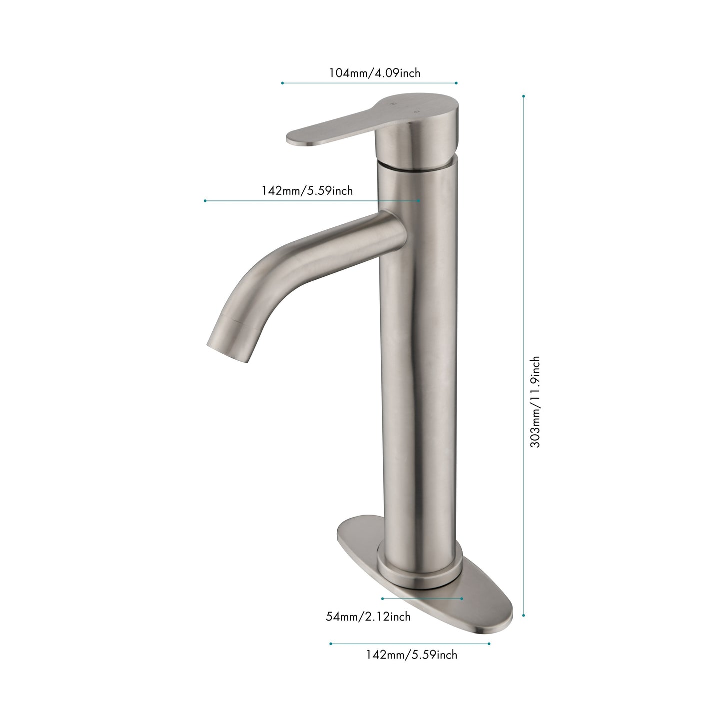 Waterfall Spout Single Handle Bathroom Faucet for Vanity Sink