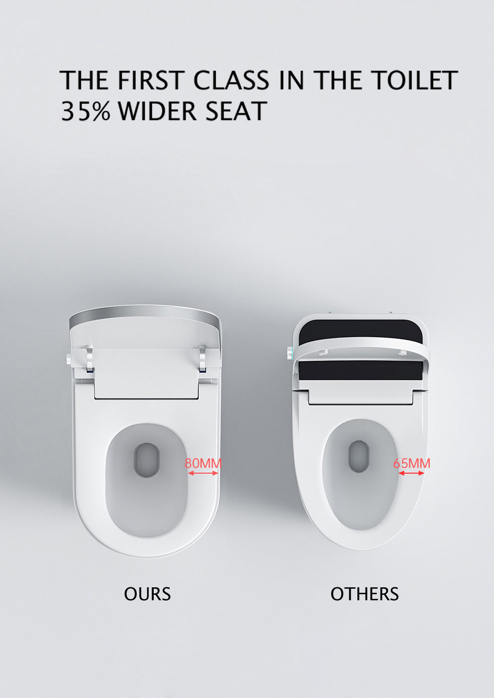 Luxury Smart Toilet with Auto Open/Close Lid, Auto Flush, Warm Water and Heated Seat, Modern Tankless Toilet with Remote Control