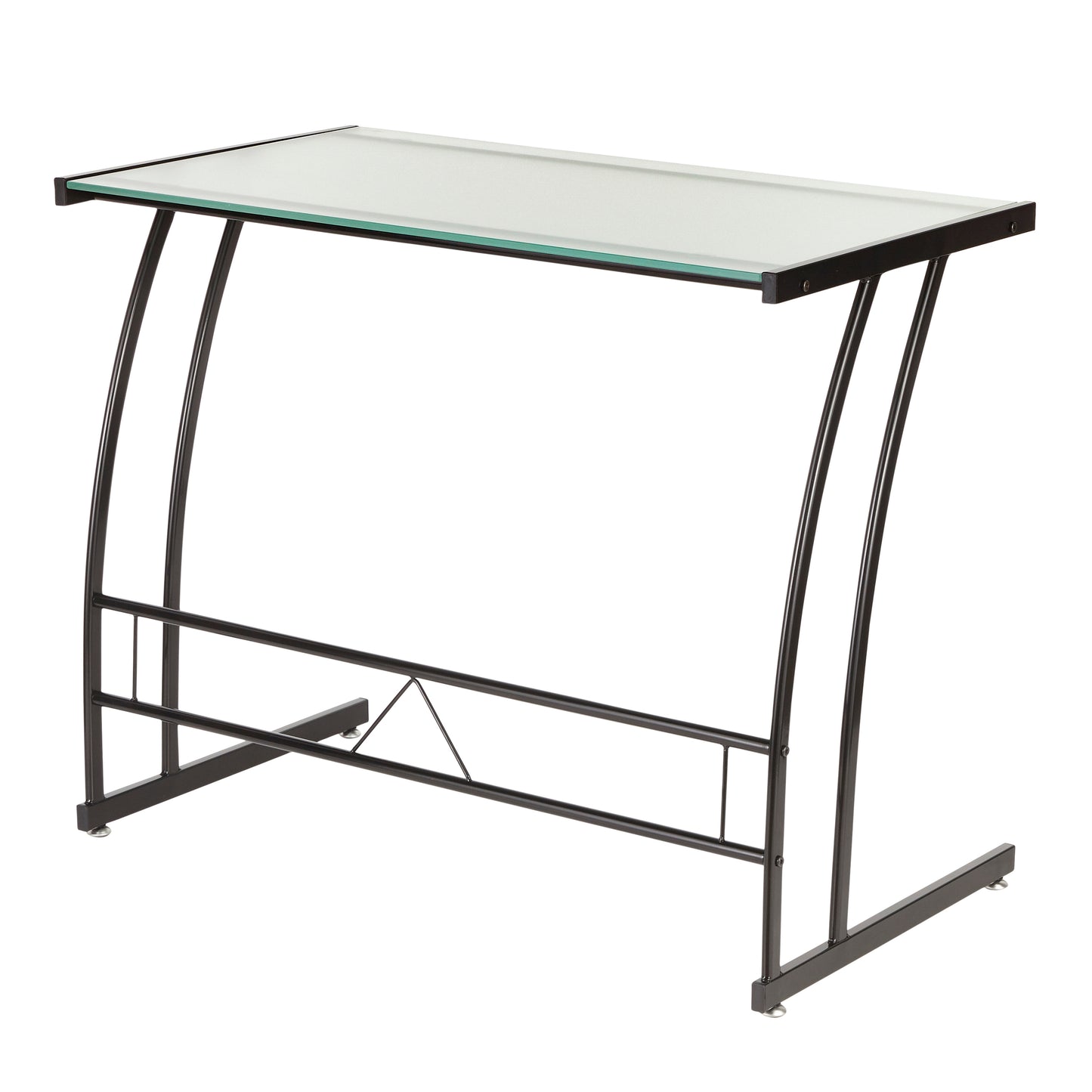 Modern White Glass-Top Desk with Black Metal Frame for Workspace by LumiSource