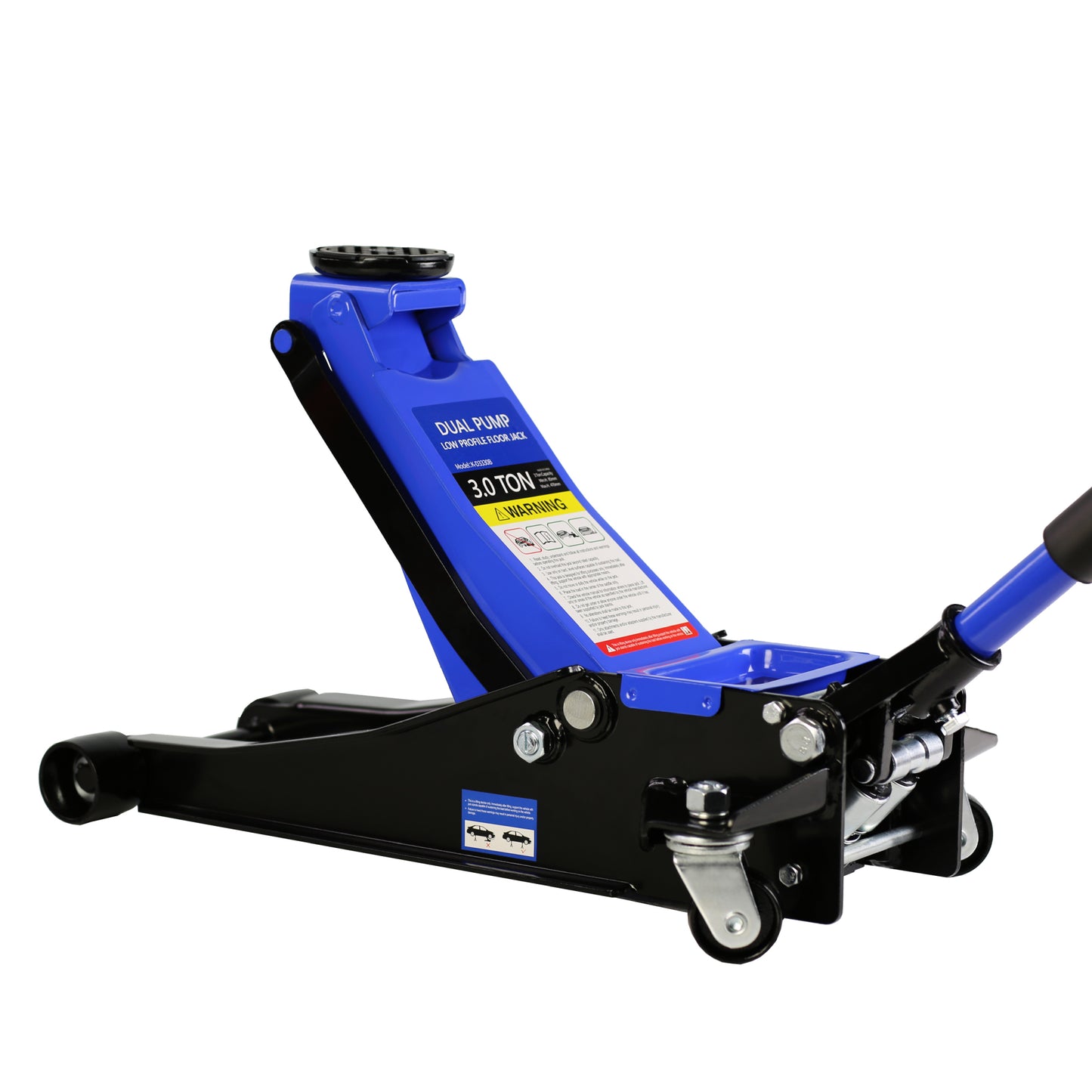 Hydraulic Racing Floor Jack 3 Ton (6600 lb) Capacity, Dual Piston Pump, Blue, Lifting Range 3.3-18.5