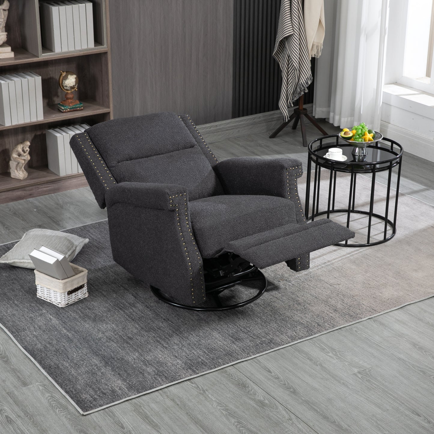 360 Degree Swivel Recliner Chair with Rocking and Reclining Functionality