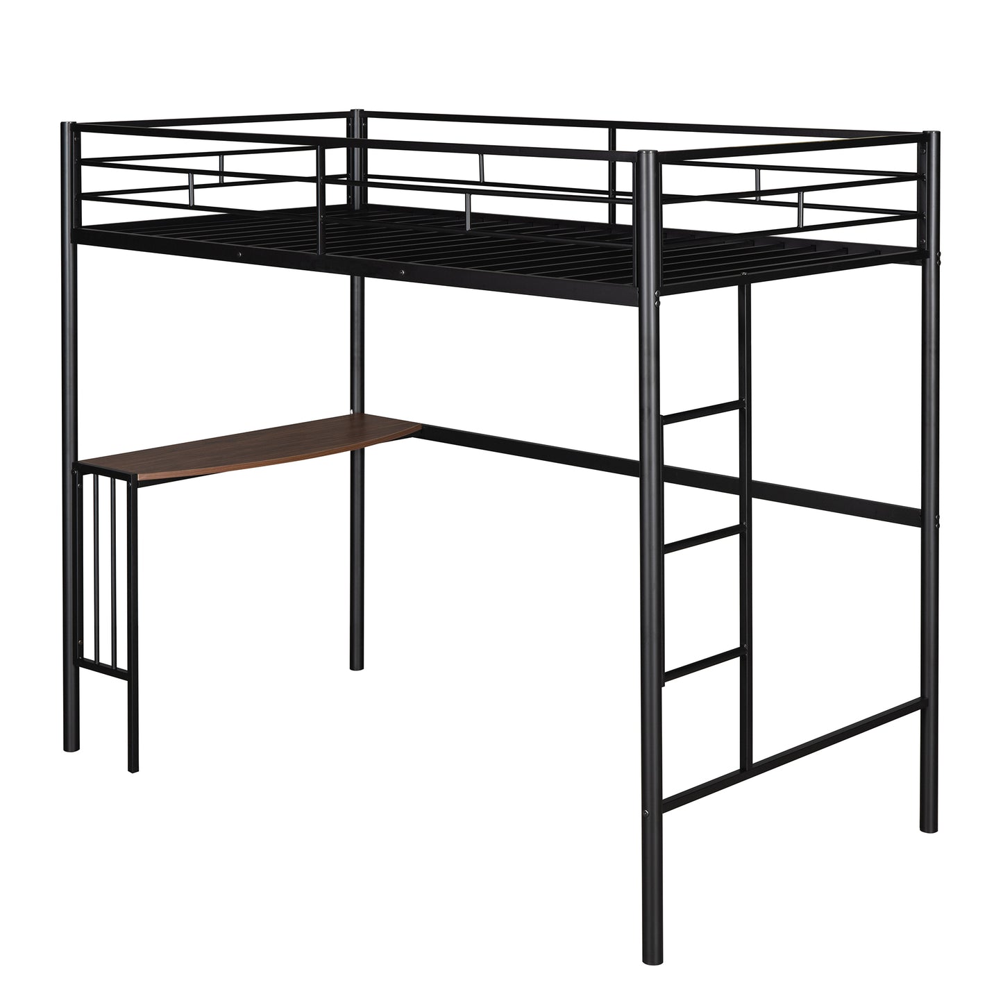 Metallic Black Bunk Bed with Desk and Full Over Twin Configuration