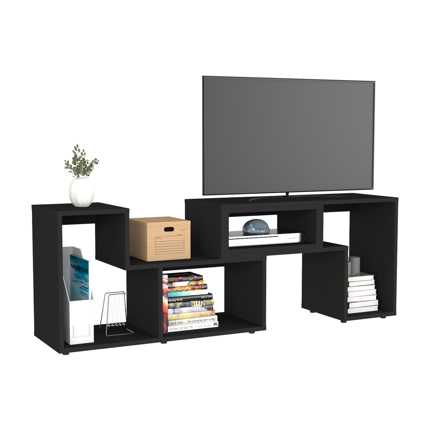 Houston Extendable Black TV Stand for Living Room