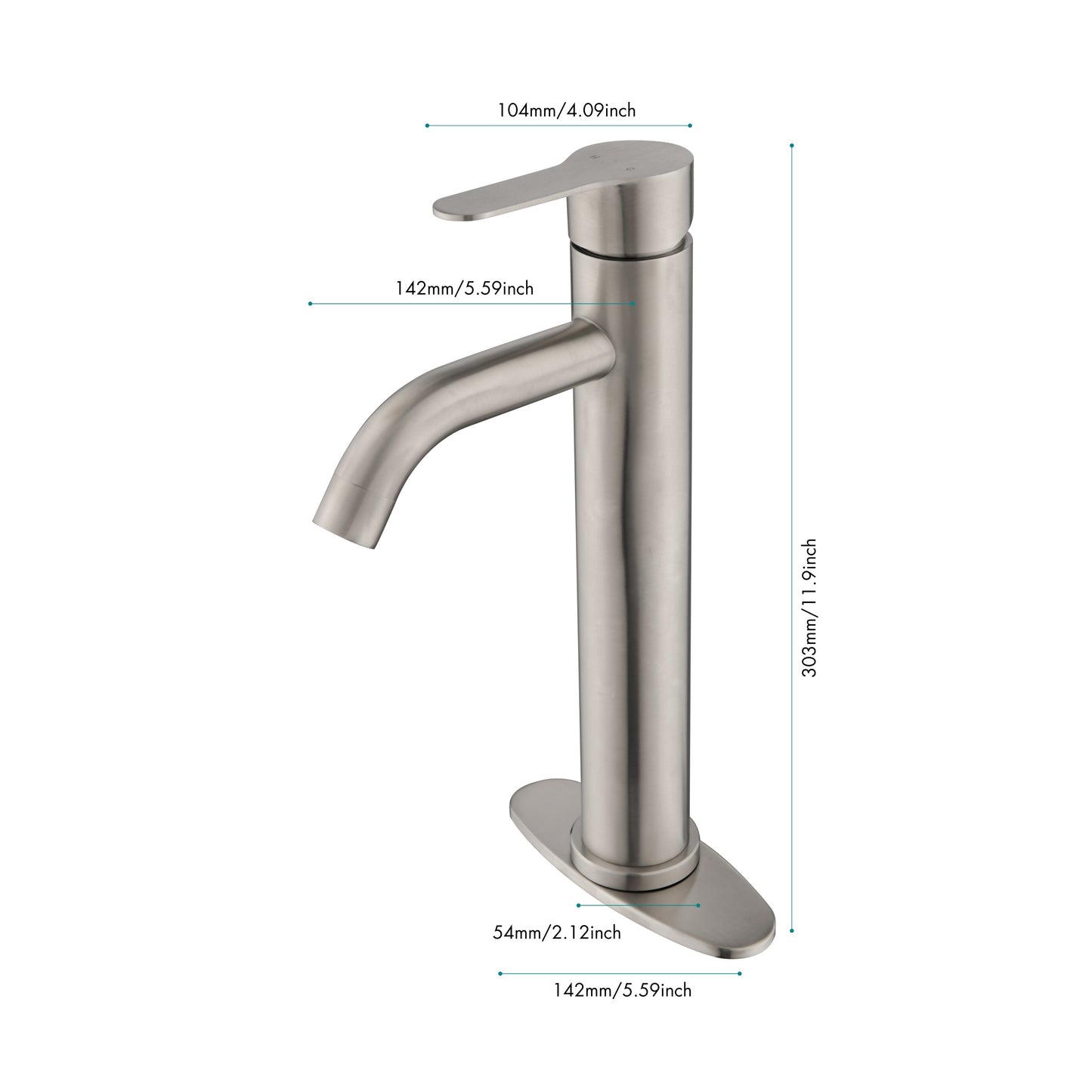 Waterfall Spout Bathroom Faucet with Single-Handle Design