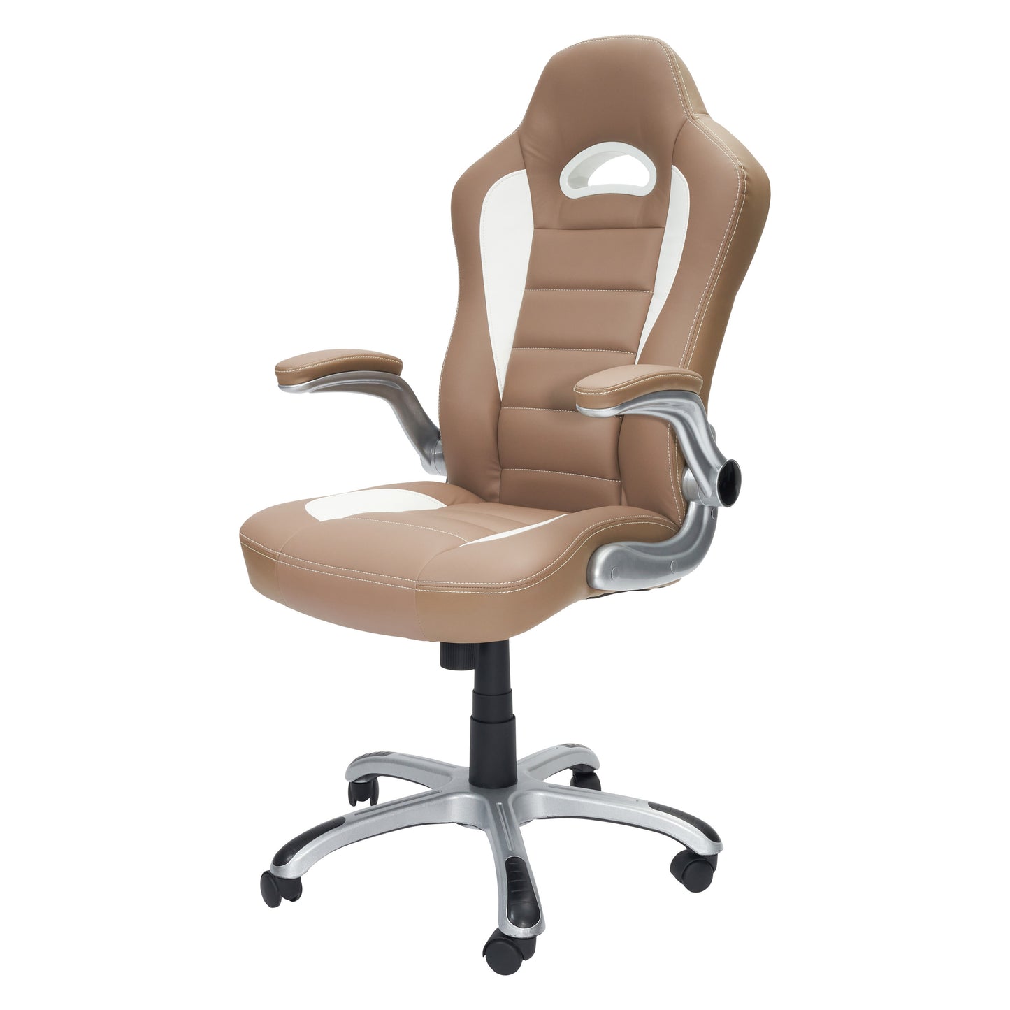 High Back Executive Sport Race Office Chair with Flip-Up Arms, Camel