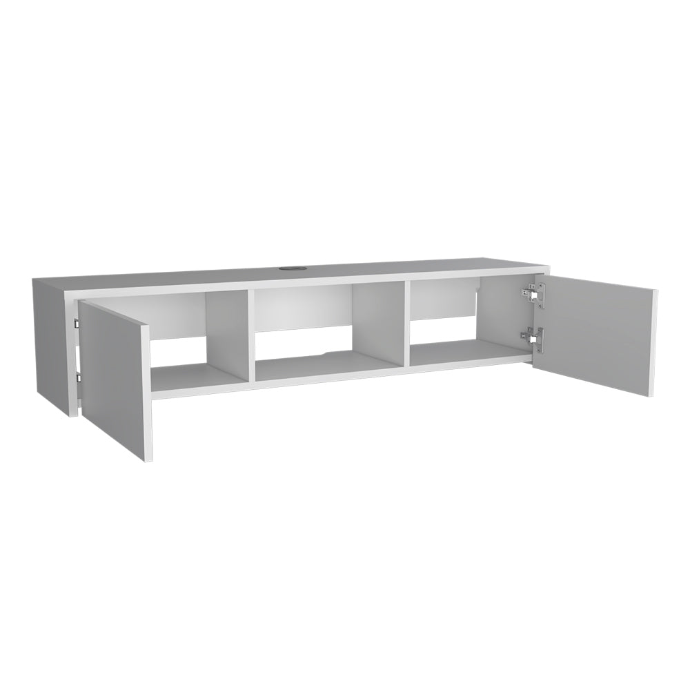 Elegant White TV Stand with Wall-Mount Design and Spacious Storage - Watson Series