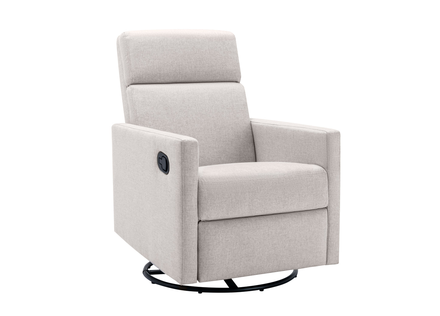 Modern Tan Upholstered Nursery Rocker Chair with Swivel Recliner