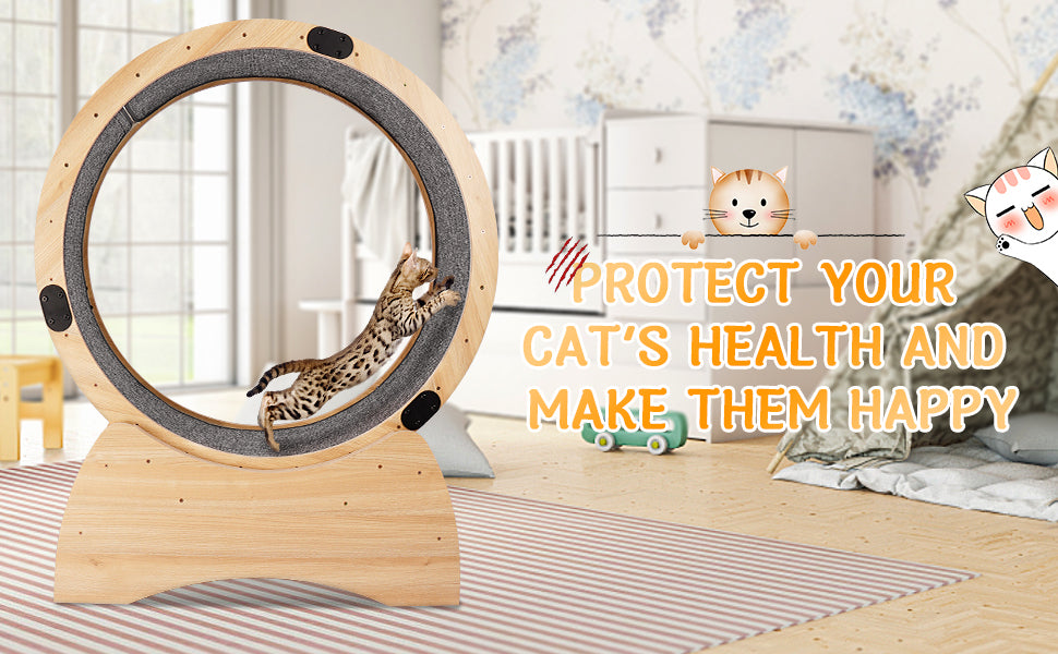 Cat Exercise Wheel – Running, Spinning, and Scratching Fun, Cat Treadmill with Carpeted Runway, Kitty Cat Sport Toy, Great for Physical Activity and Reducing Boredom