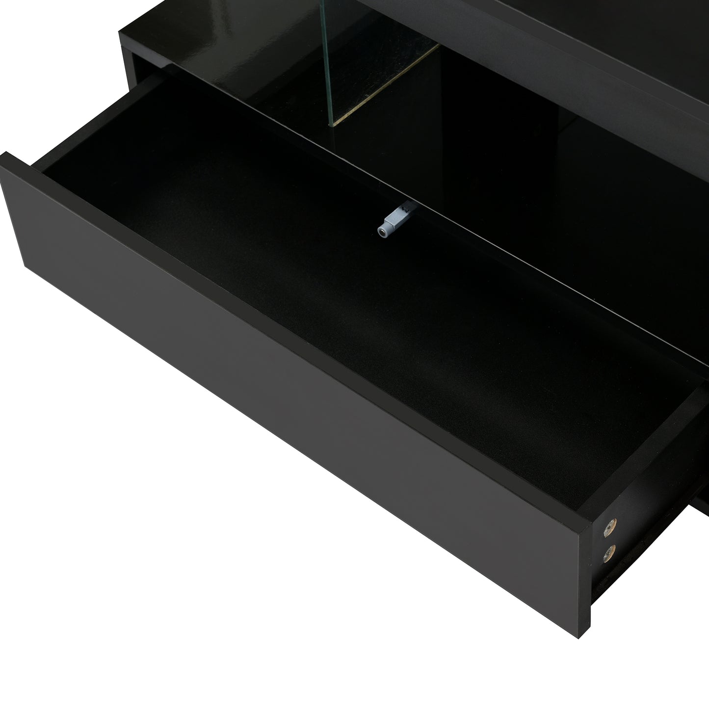 Modern Black LED Coffee Table with Storage and Display Shelves