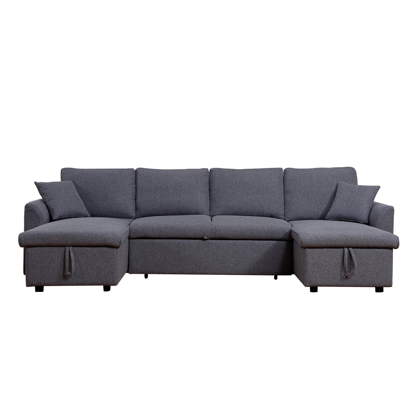 Artemax  U-Shape Pull-out Sleeper Sectional Sofa with Double Storage Spaces ,Dark gray