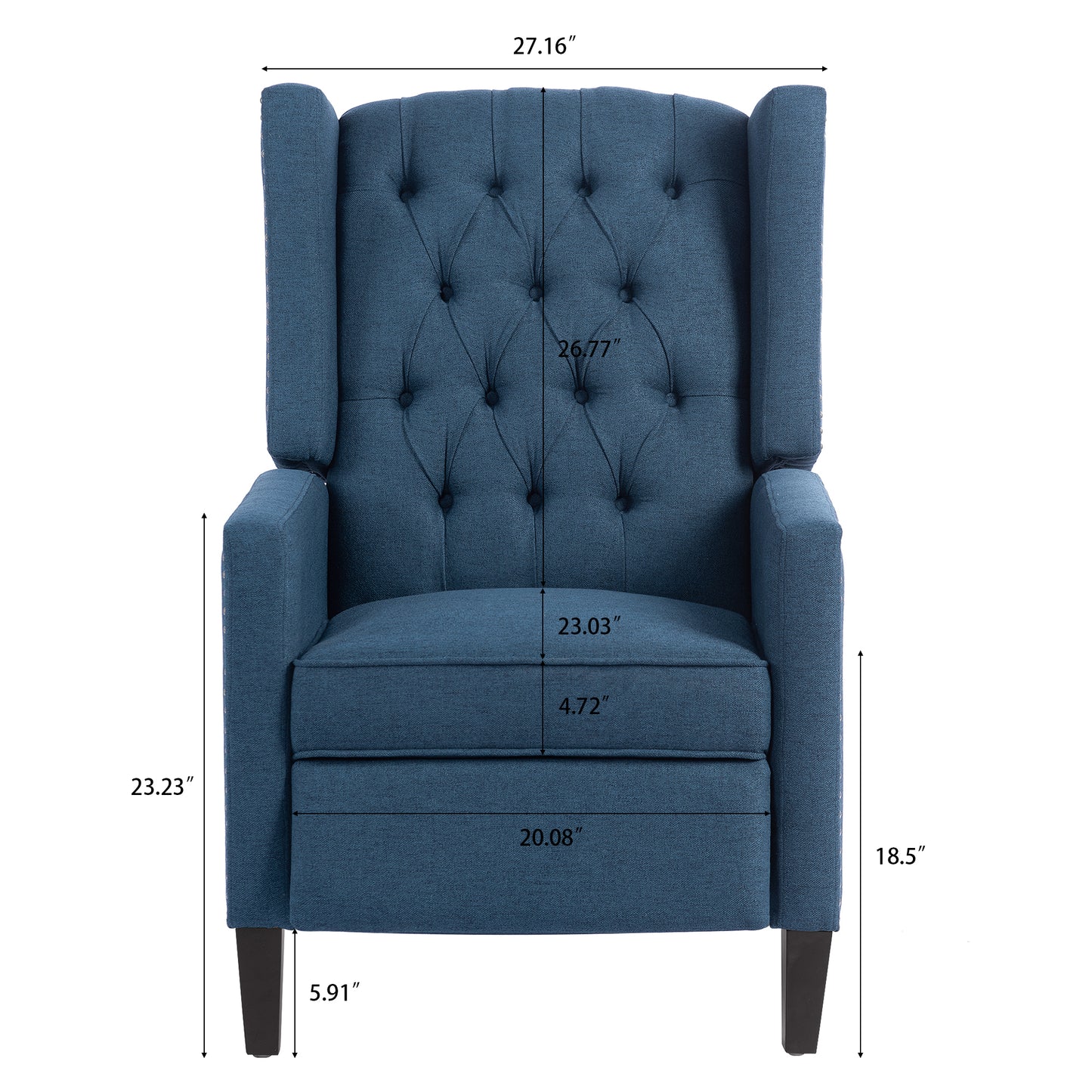 27.16 Wide Wing Chair Recliner with Adjustable Manual Support