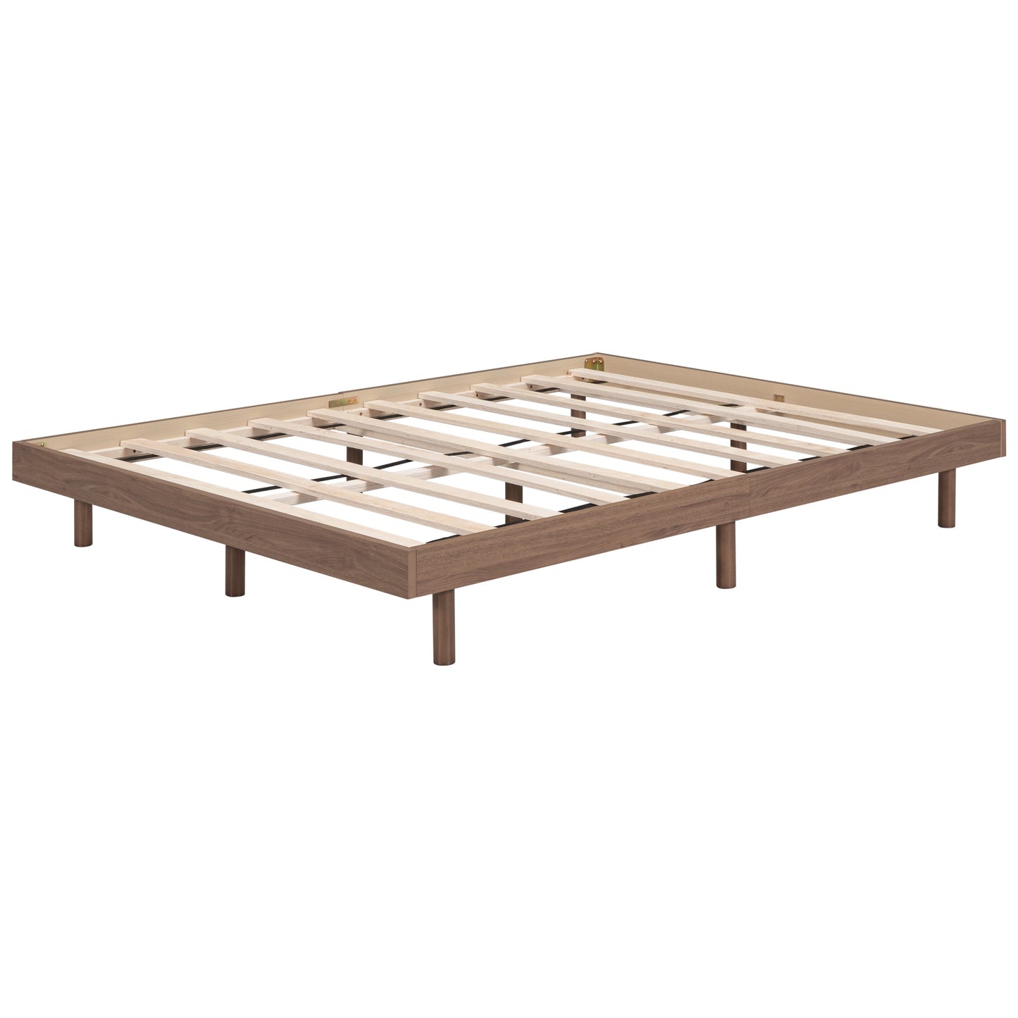 Modern Design Full Floating Platform Bed Frame for Walnut Color