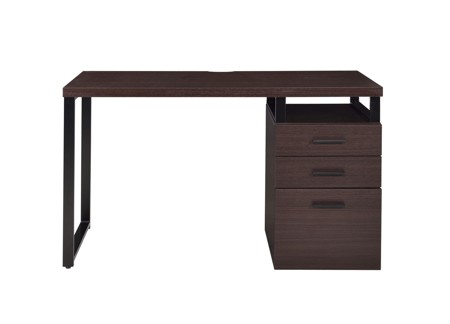 Coy Dark Oak Office Desk with Integrated File Storage