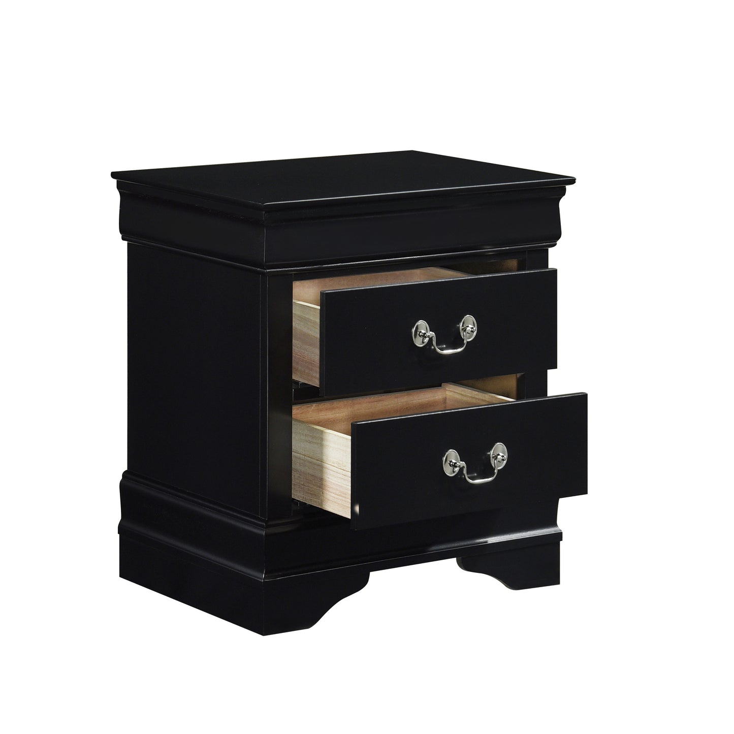 Classic Louis Philippe Style Black Finish 1pc Nightstand of Drawers Traditional Design Bedroom Furniture