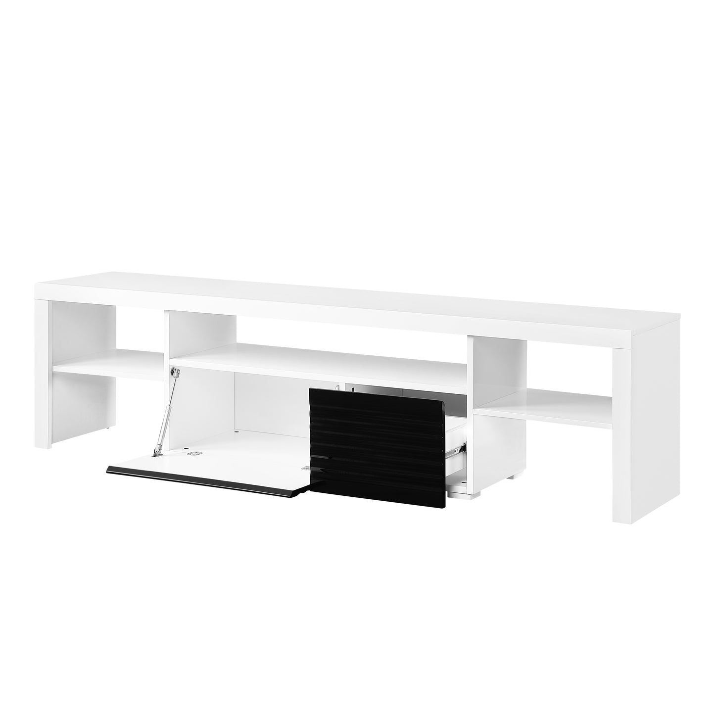 Buck II TV Stand in White & Black High Gloss with Solid Wood Construction LV00998