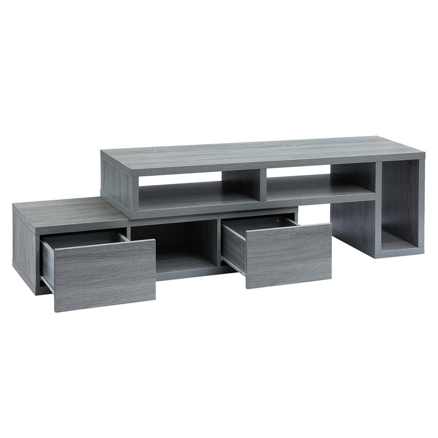 Adjustable Grey Solid Wood TV Stand Console for TVs Up to 65