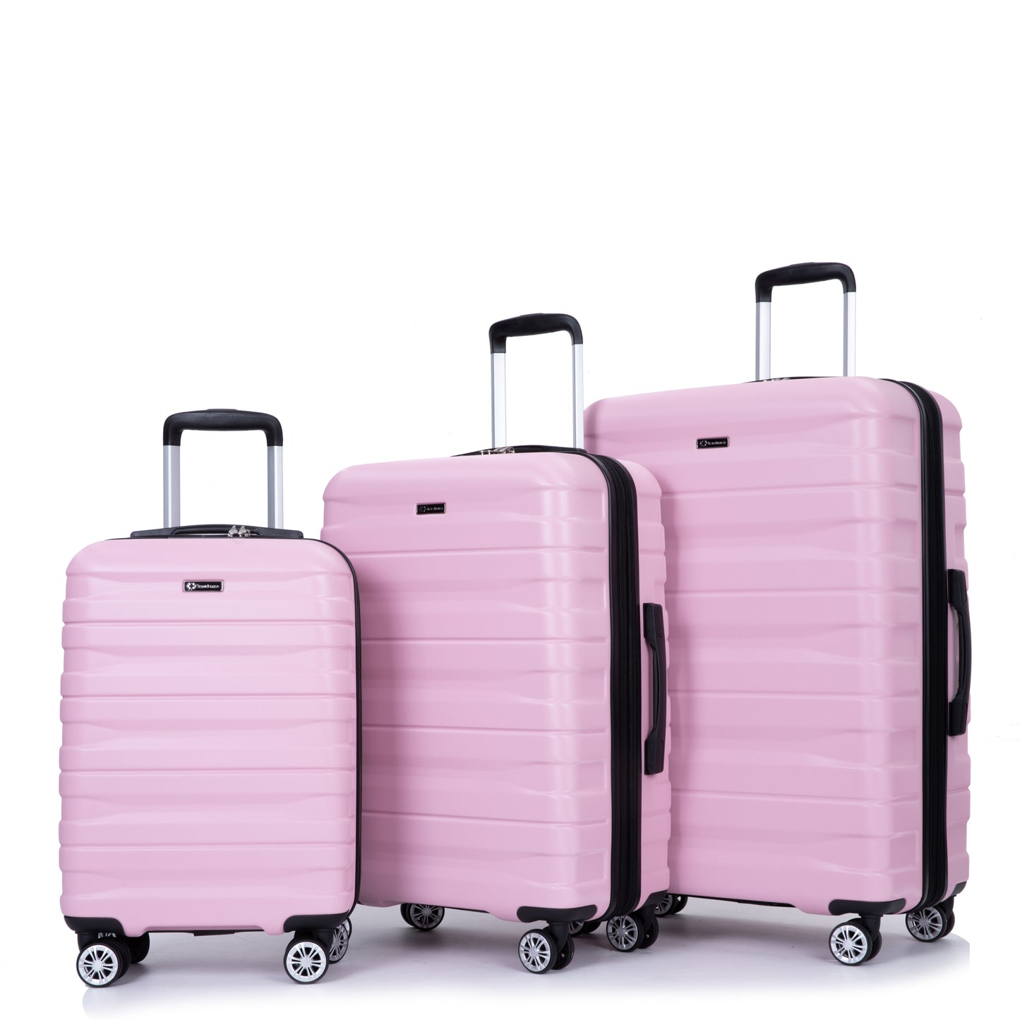 3 Piece Luggage Sets PC Lightweight & Durable Expandable Suitcase with Two Hooks, Double Spinner Wheels, TSA Lock, (21/25/29) Pink