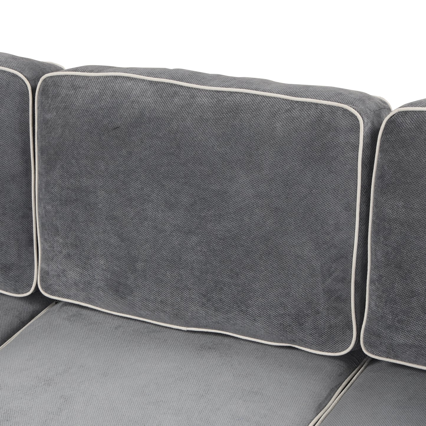 83 L-Shaped Convertible Sleeper Sofa with USB ports, Power Sockets, and Pillows, Gray