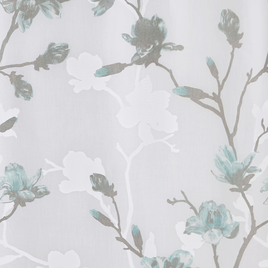 Elegant Aqua and Grey Floral Shower Curtain