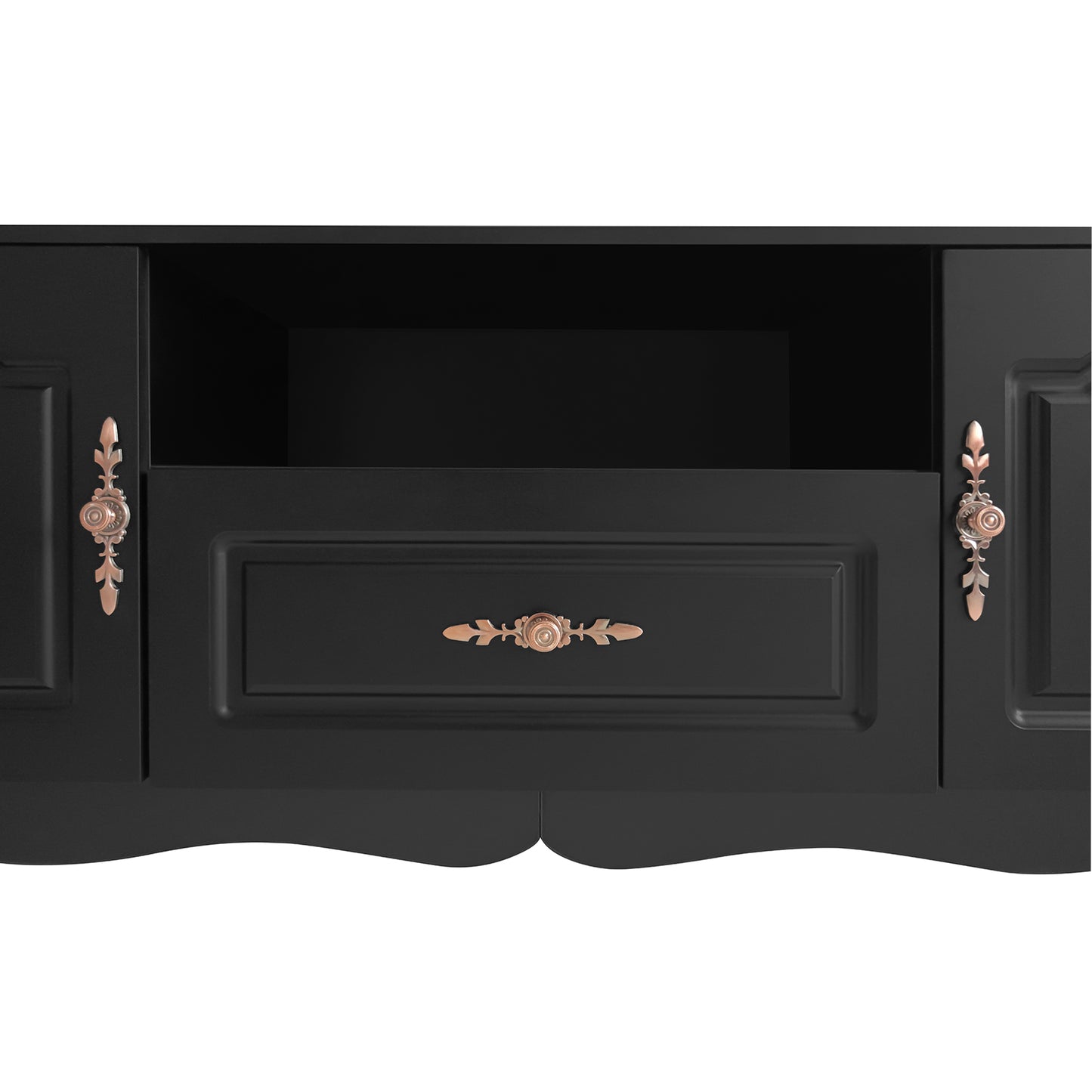 Elegant Black TV Stand with Storage for 60+ Inch TV, Modern Console Cabinet Furniture