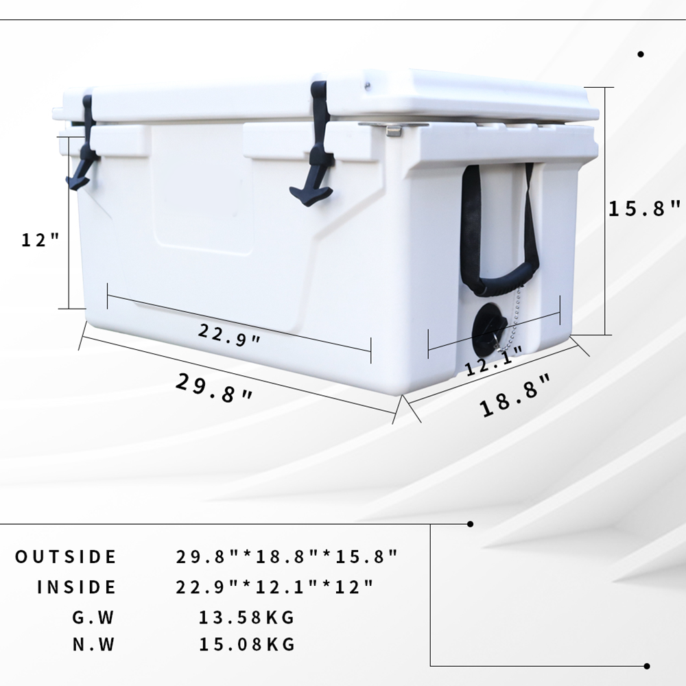 Portable White Outdoor Camping Picnic Fishing Cooler Box 65QT