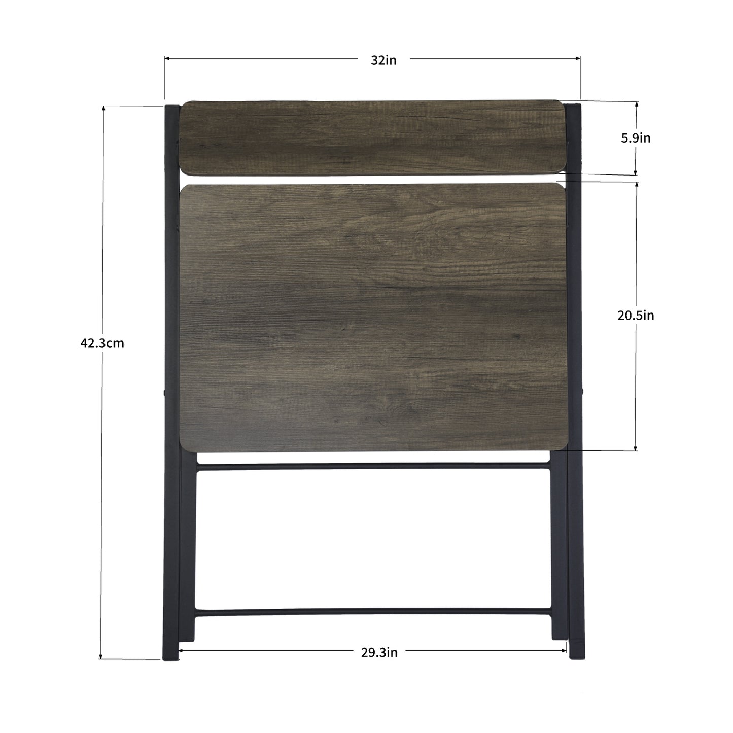 Compact Walnut and Black Folding Desk with Shelf