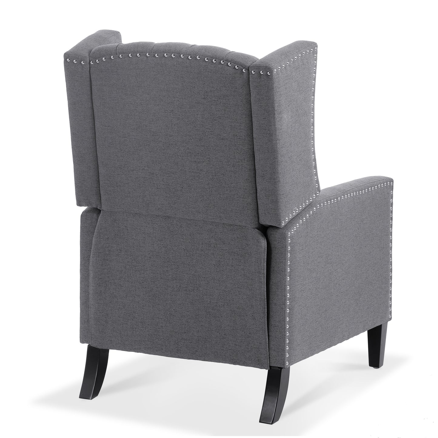 27.16 Inch Grey Fabric Wing Chair Recliner with Adjustable Backrest