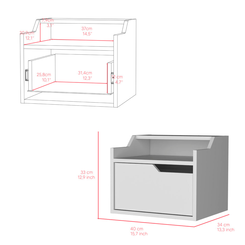 Floating Nightstand Chester, Bedroom, White