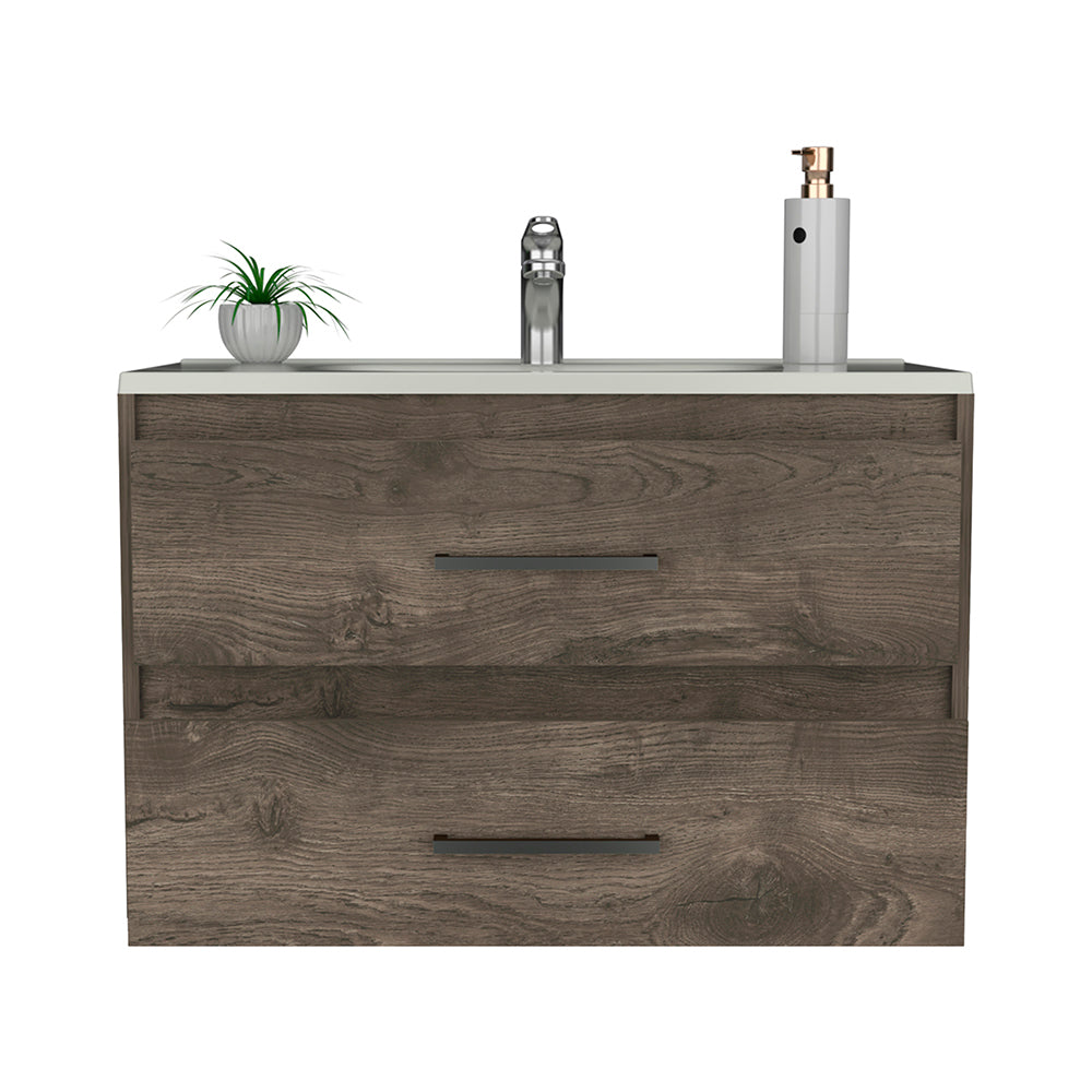 Wall Mounted Bathroom Vanity Alma, Bathroom, Dark Brown / White