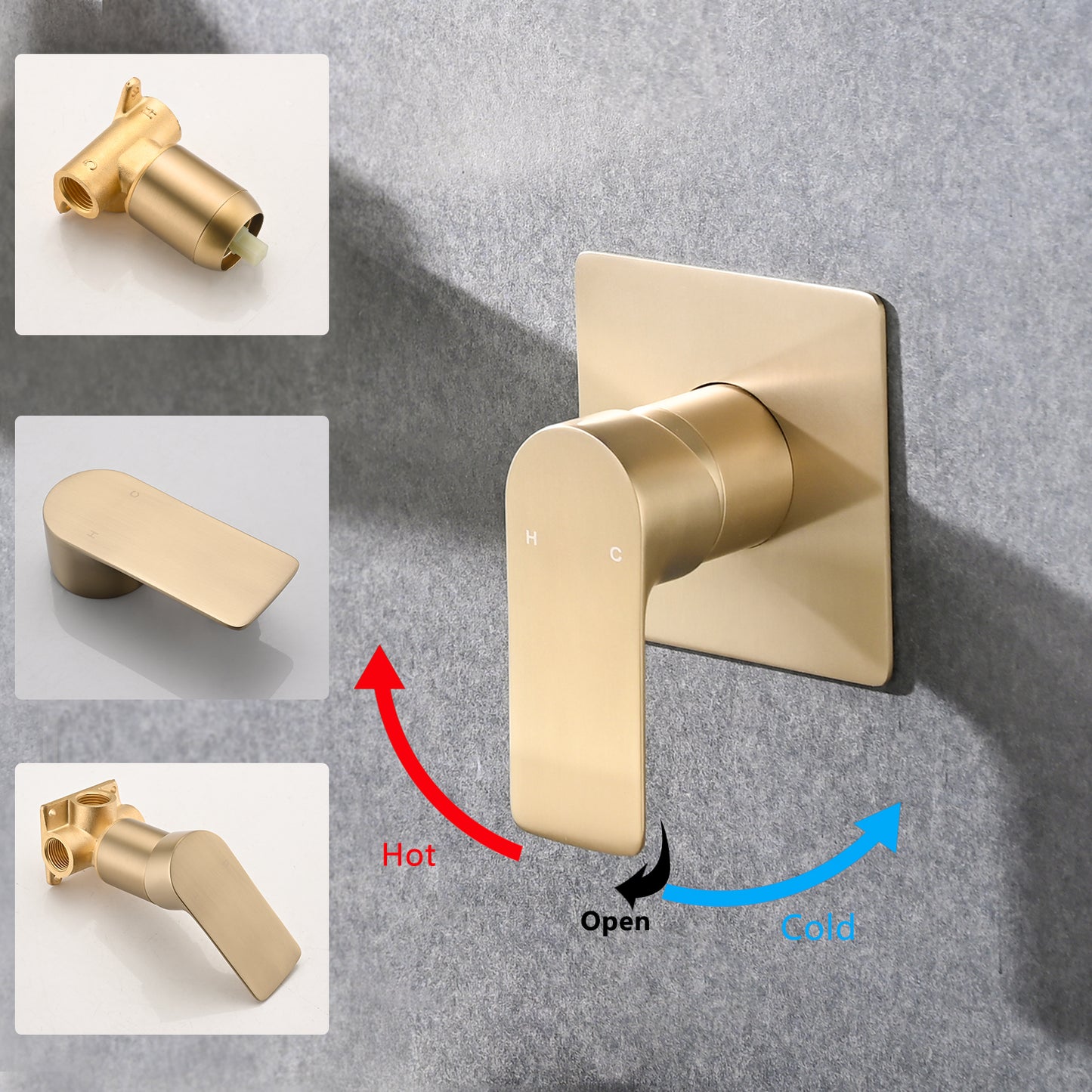 Modern Brushed Gold Waterfall Wall Mounted Bathroom Sink Faucet