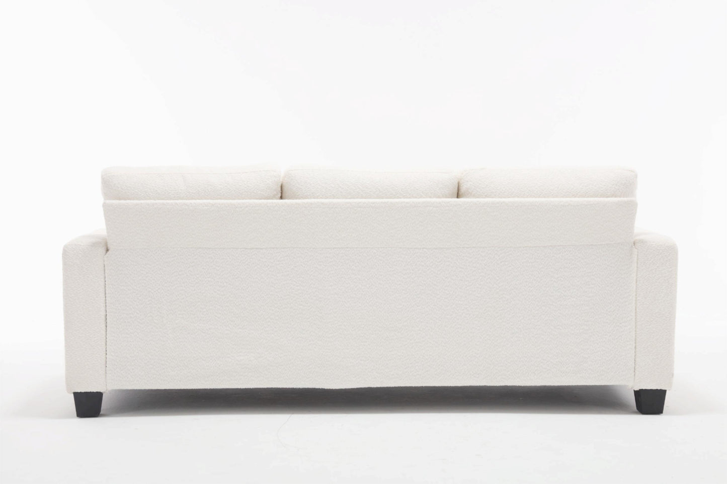 Elegant 3-Seater Modern White & Gray Sofa with Square Armrests and Removable Cushions