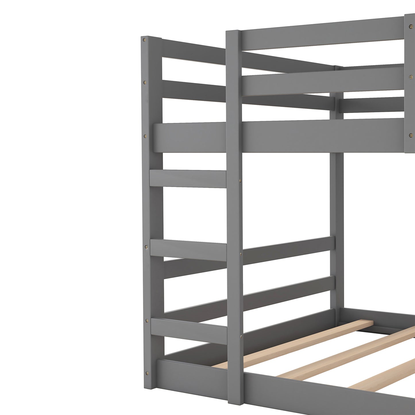 Gray Double Bunk Bed with Built-In Ladder