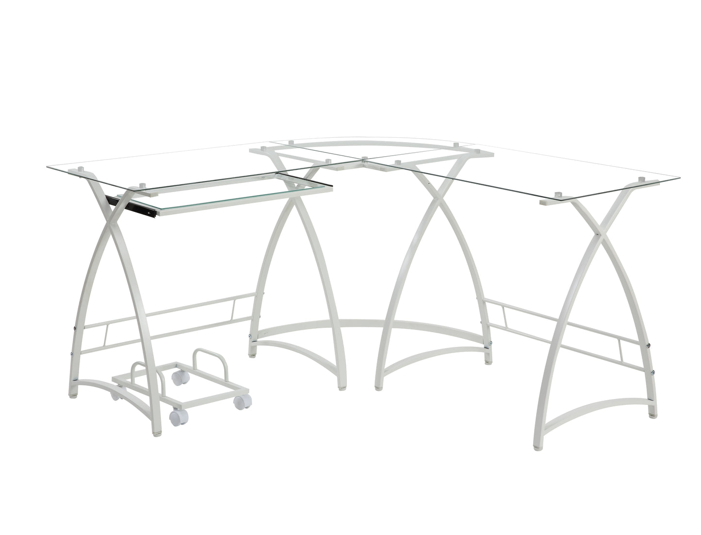 Modern Glass and White L-Shape Computer Desk by Dazenus