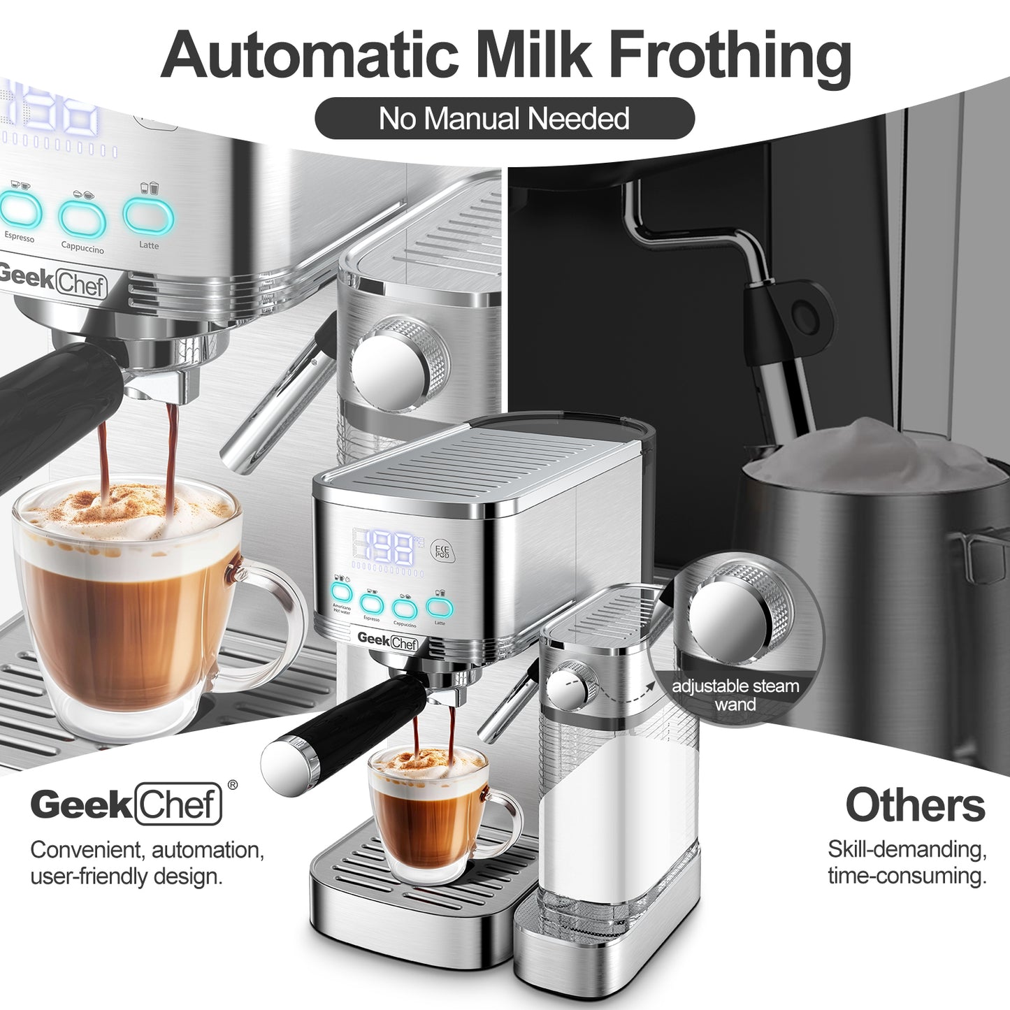 Automatic Milk Frother Espresso and Cappuccino Machine with ESE POD filter