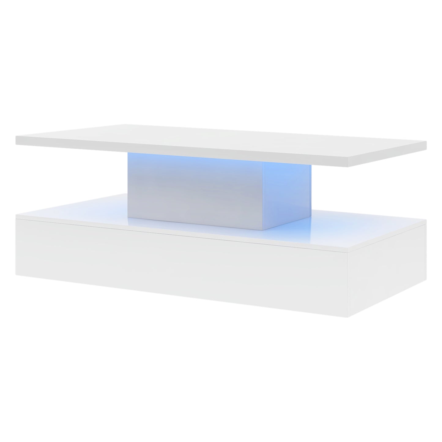 LED Light Coffee Table with 16 Color Options and Remote Control, Modern Industrial Design - White