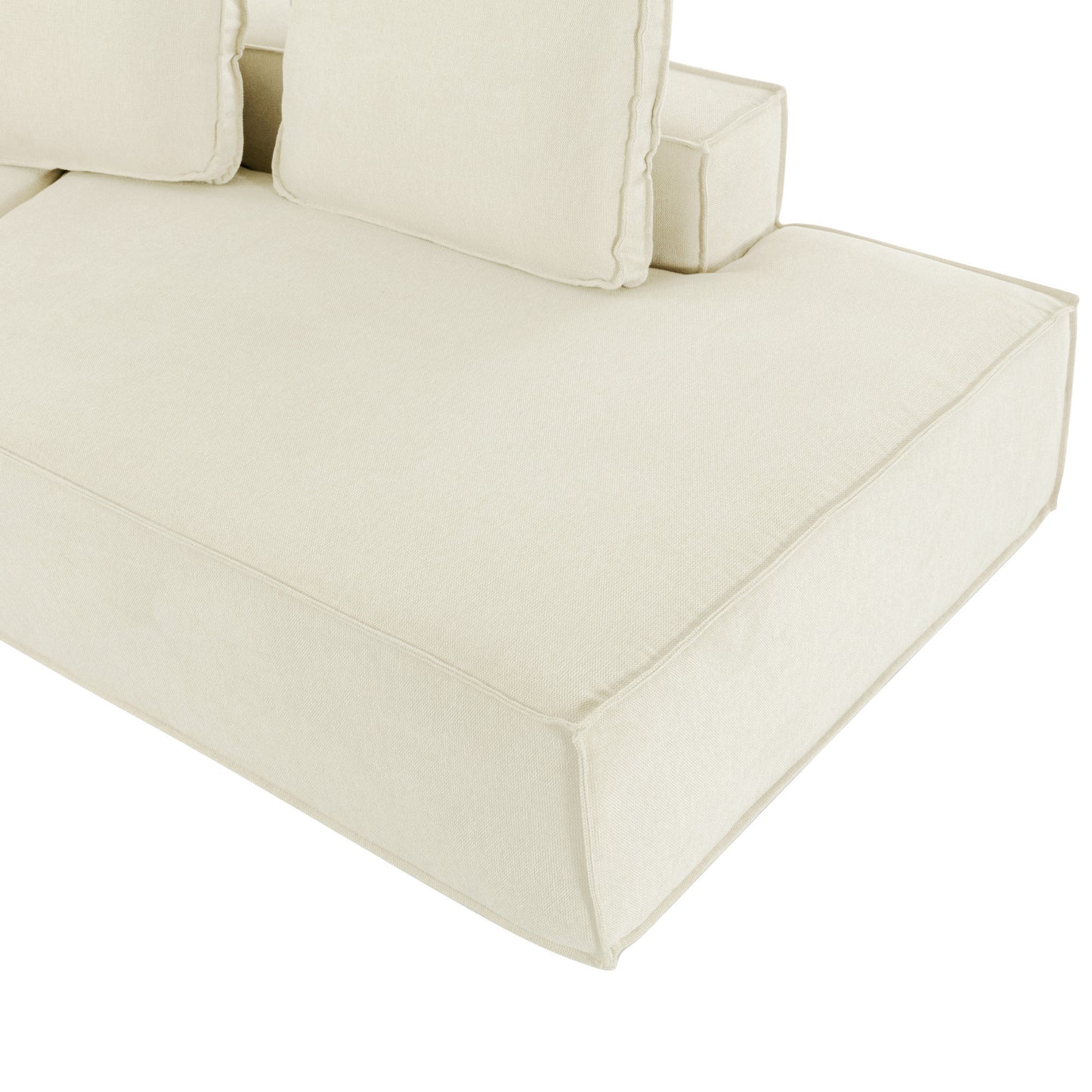 Stylish Beige Chaise Lounge Sofa with High-Density Foam and Chenille Fabric