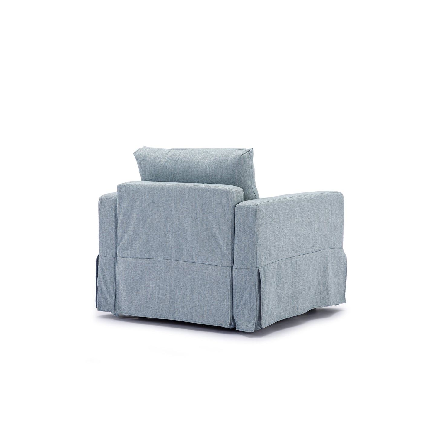 Single Seat Module Sofa Sectional Couch With 1 Ottoman,Cushion Covers Removable and Washable,Light Blue