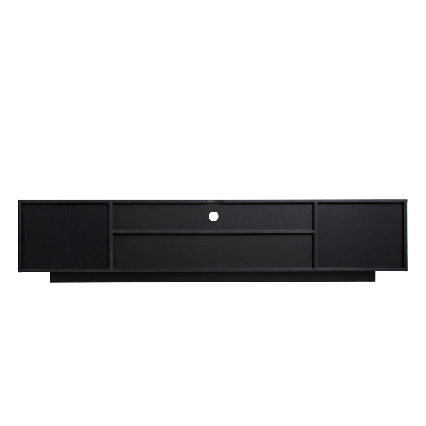 Sleek Black TV Stand with LED Lights and Storage Drawers