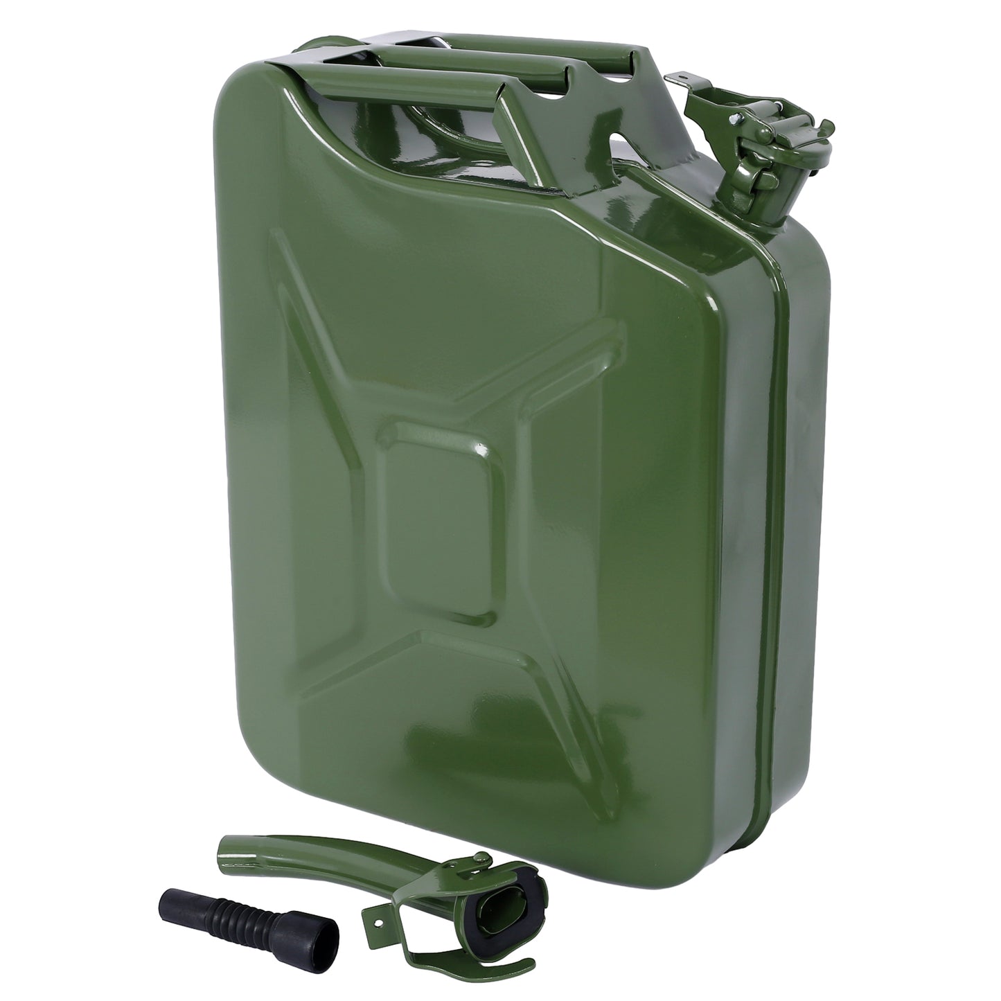 20 Liter (5 Gallon) Jerry Fuel Can with Flexible Spout, Portable Jerry Cans Fuel Tank Steel Fuel Can, Fuels Gasoline Cars, Trucks, Equipment, GREEN