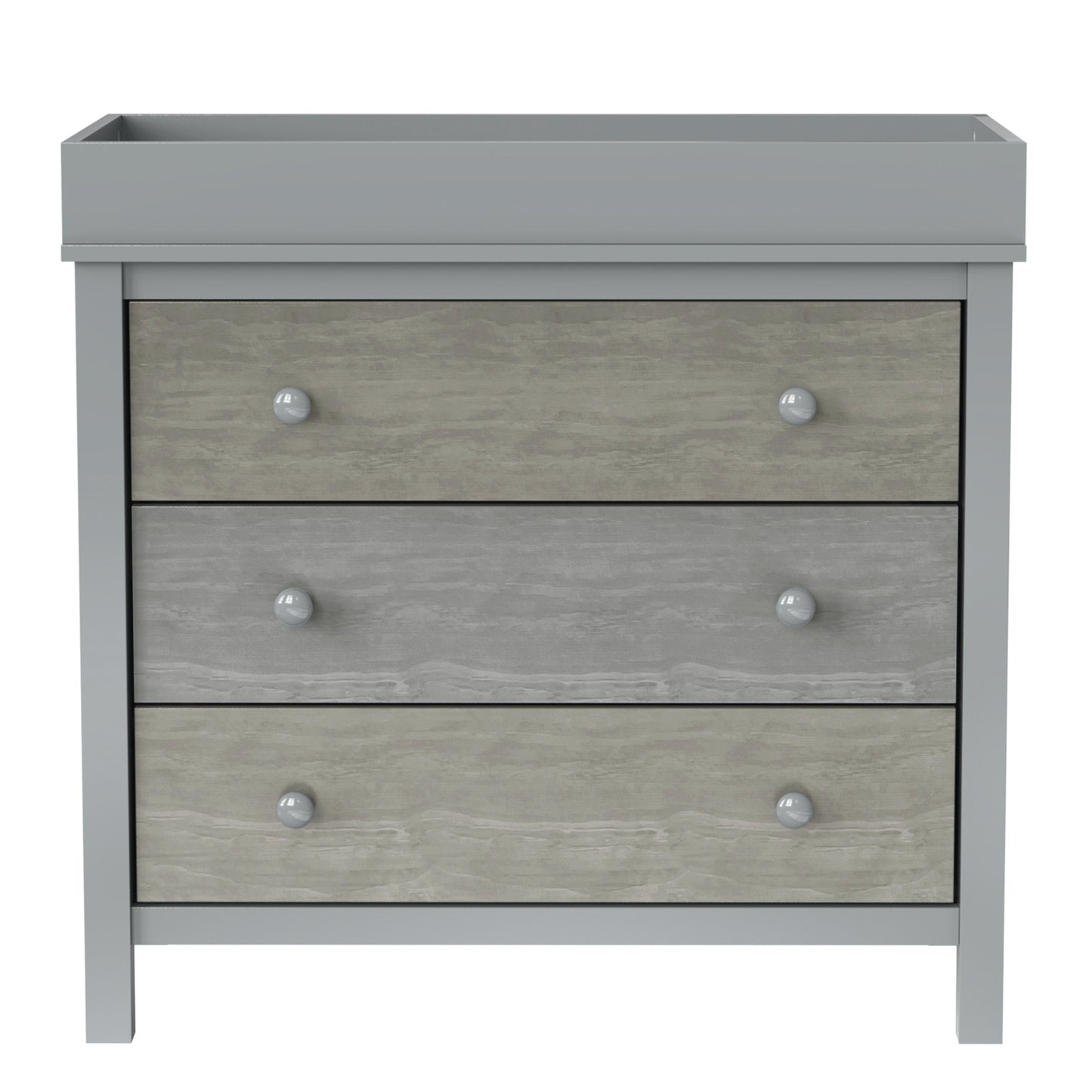 3-Drawer Changer Dresser with Removable Changing Tray in Gray