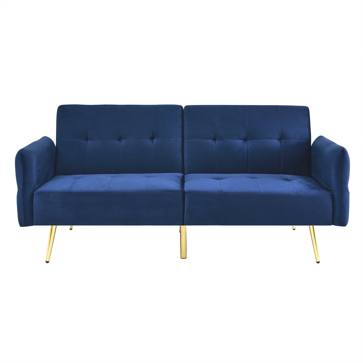 Italian Velvet Convertible Sleeper Loveseat with Storage Bags, Navy