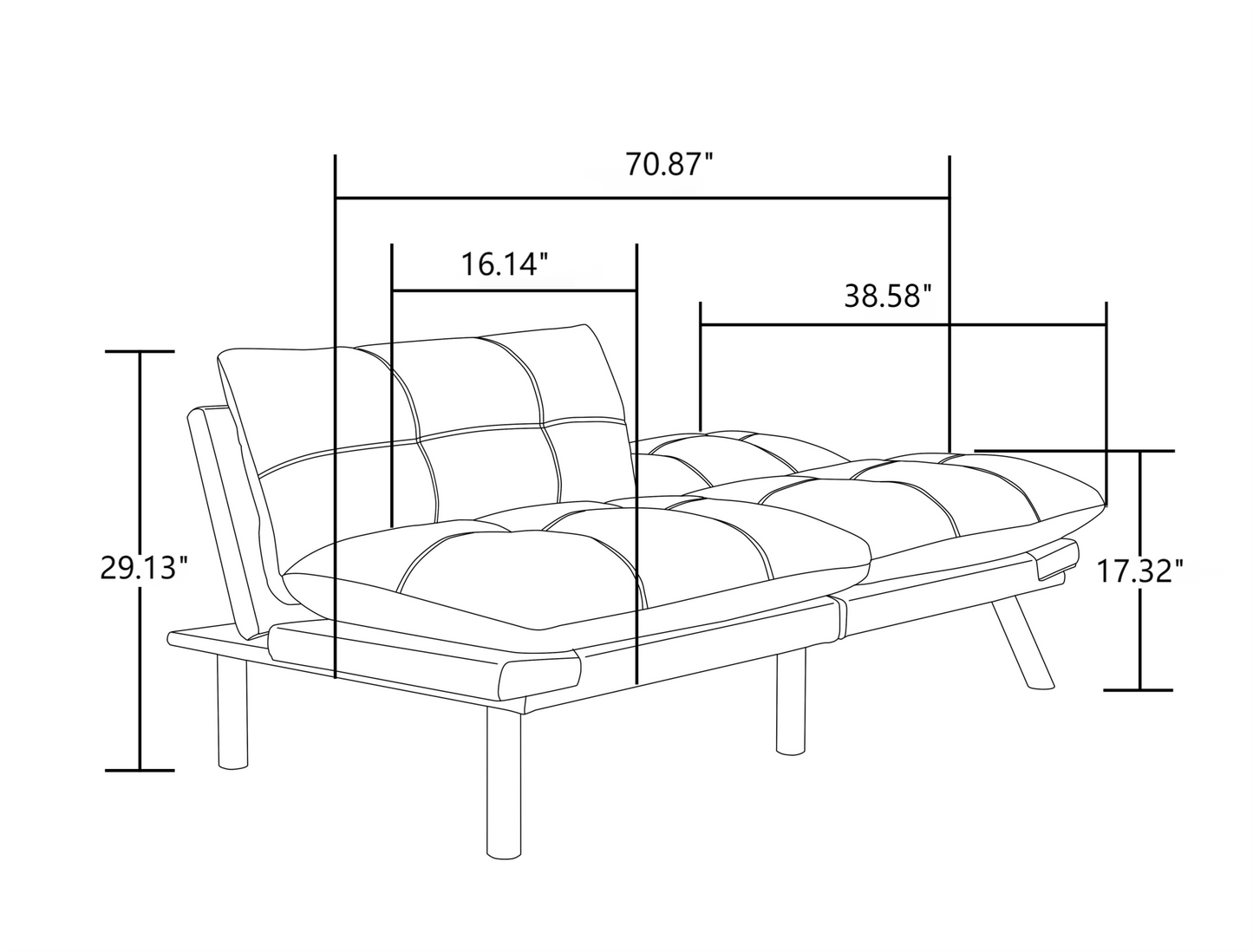 Navy Blue Convertible Folding Modern sofa Bed