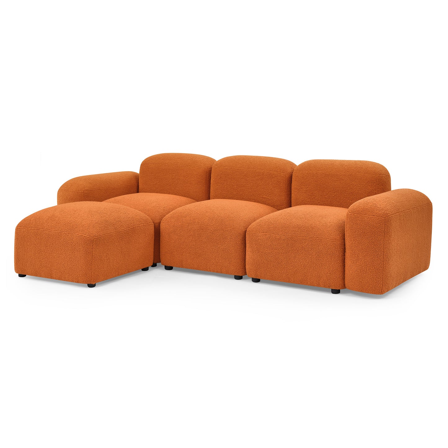 L-Shape Modular Sectional Sofa,DIY Combination,Teddy Fabric,Orange.