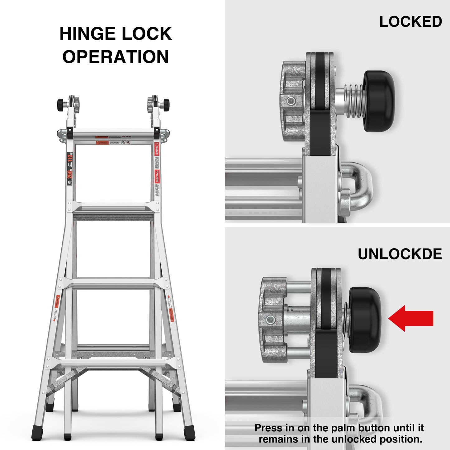 Multi position foldable engineering multifunctional aluminum alloy ladder A-type ladder straight ladder 17ft for home