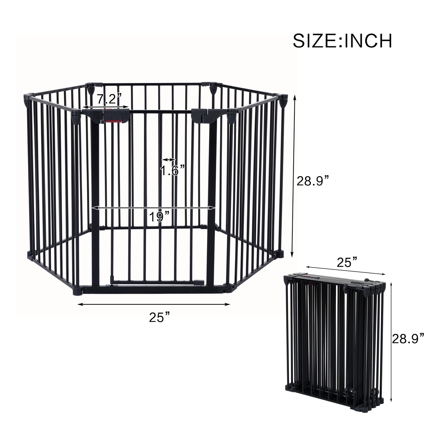 152" Adjustable Safety Gate  6 Panel Play Yard Metal Doorways Fireplace Fence Christmas Tree Fence Gate for House Stairs Gate prohibited area fence